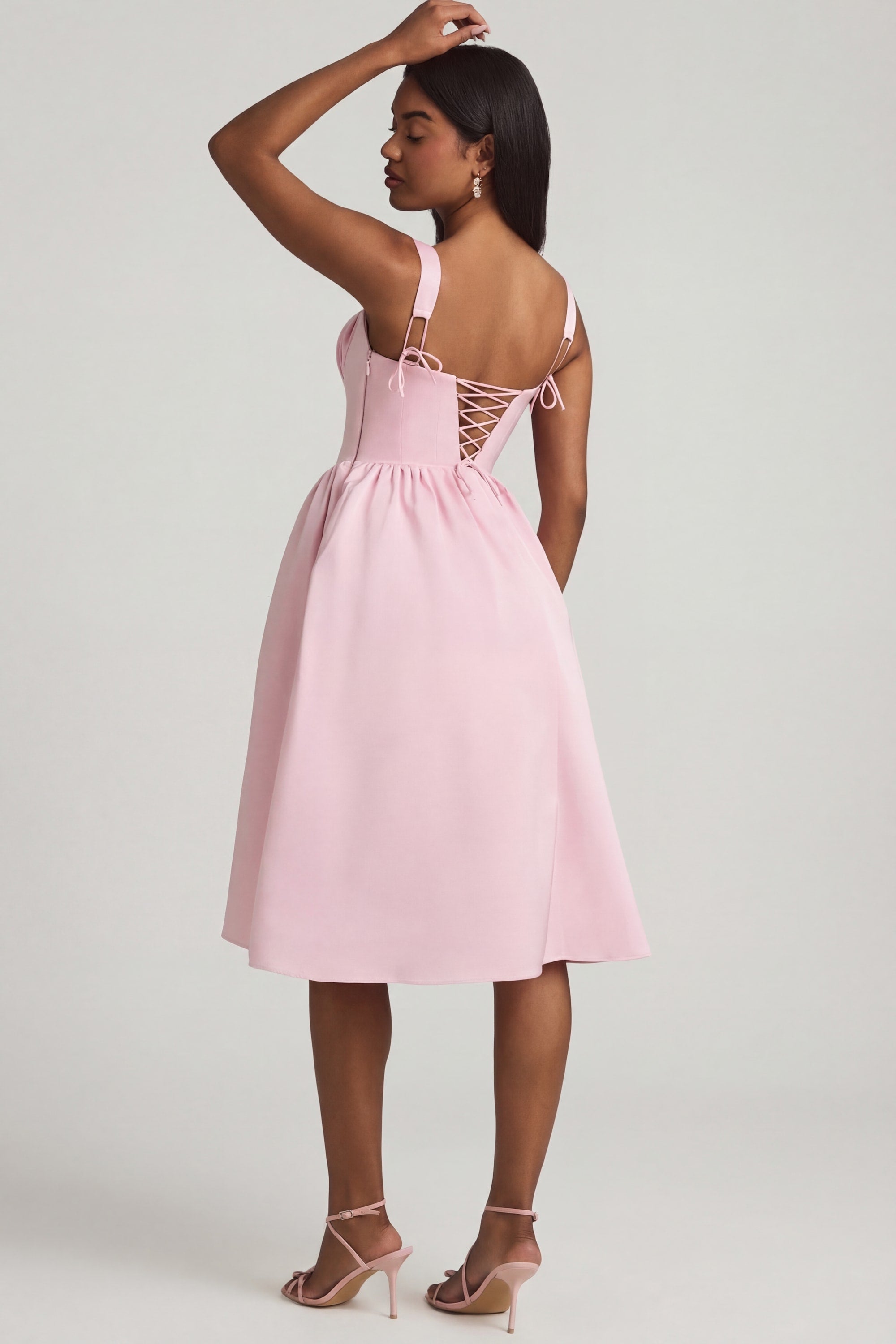 Draped Corset Midaxi Dress in Blush