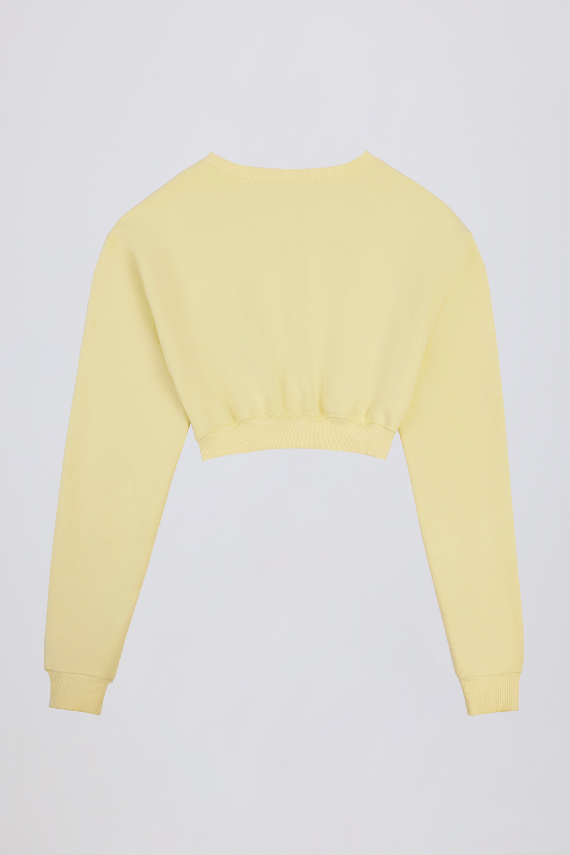 Brushed Jersey Button-Up Cropped Cardigan in Soft Yellow