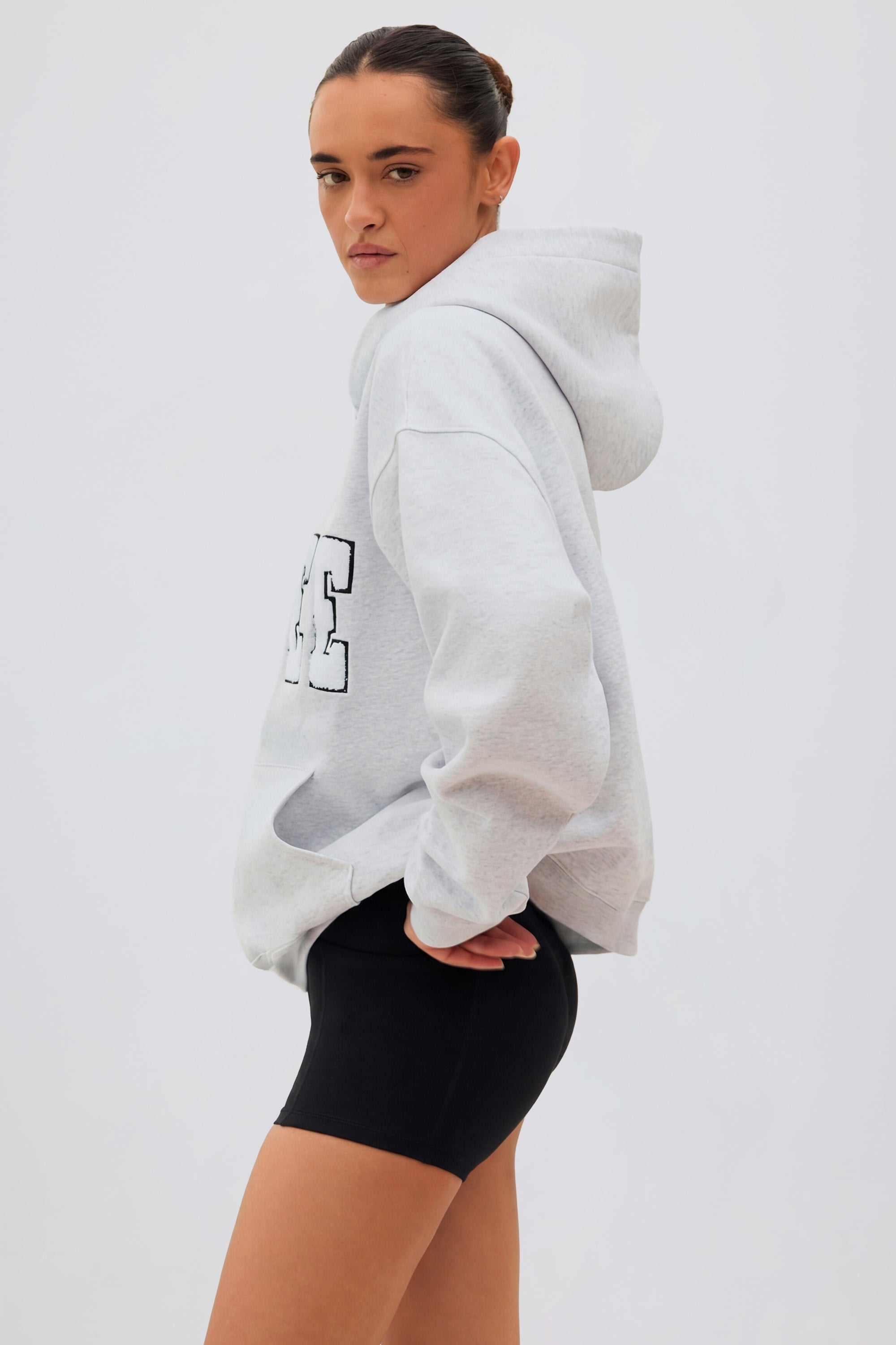 Soft Cotton Jersey Oversized Hoodie in Heather Grey