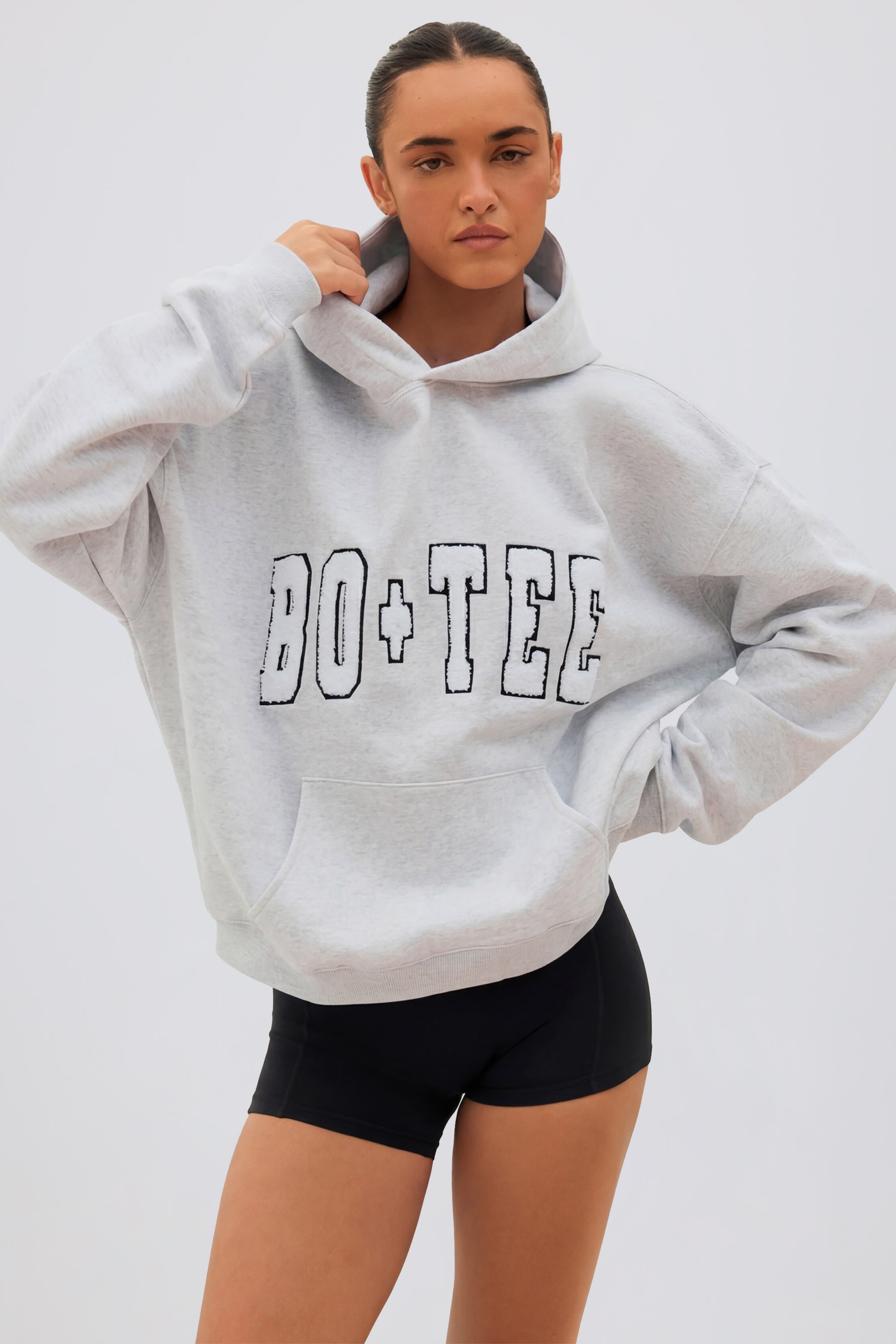 Soft Cotton Jersey Oversized Hoodie in Heather Grey