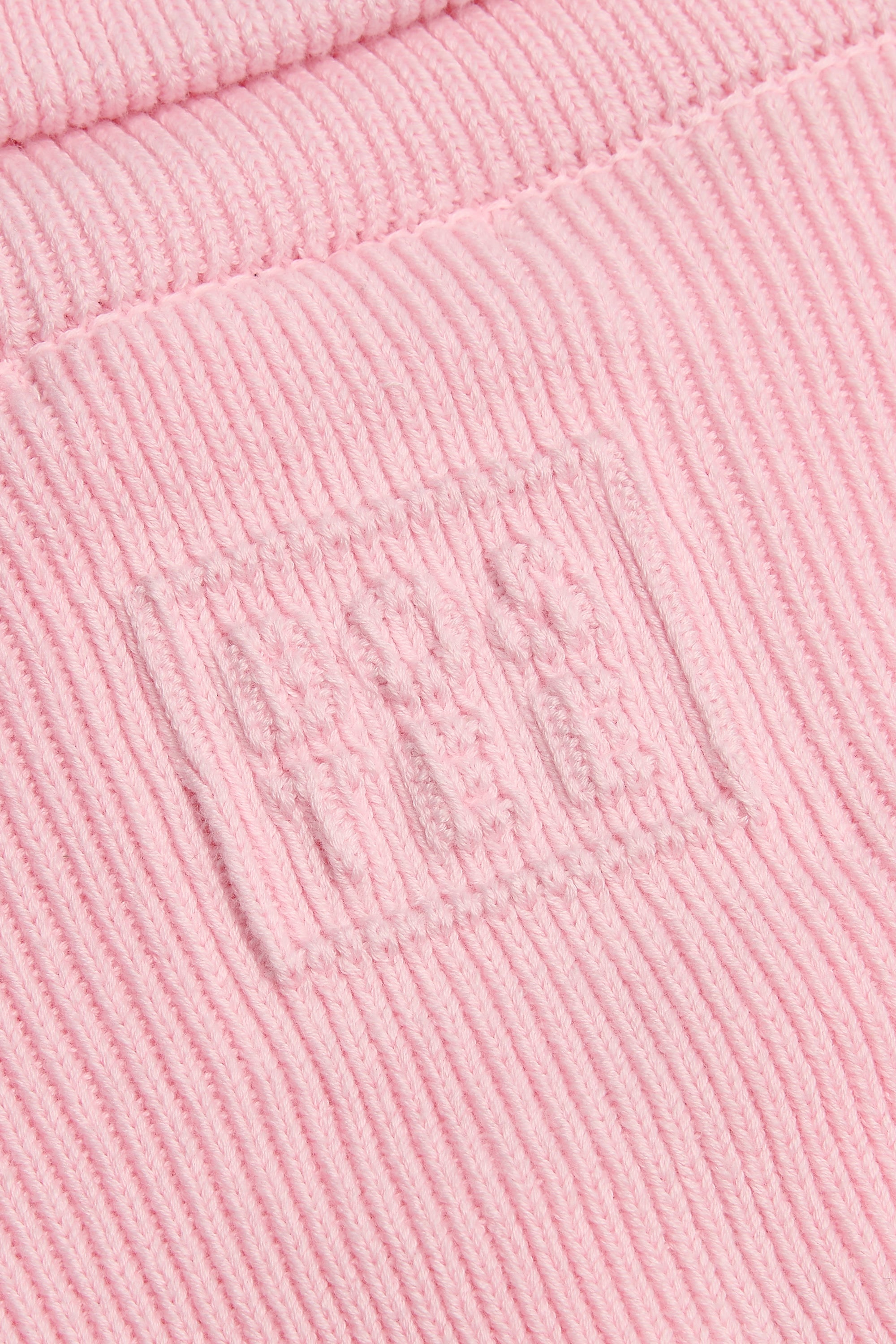 Ribbed Knit Zip-Up Cropped Sweatshirt in Pale Pink